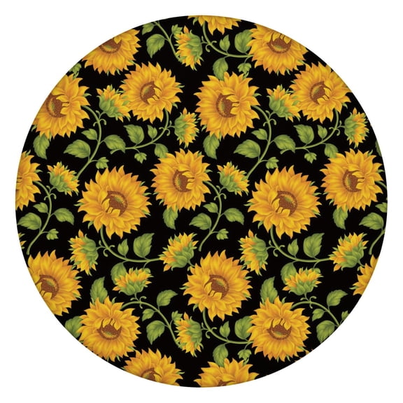 Tablecloth Round Rustic Wildflower and Butterfly Pattern, Waterproof Vinyl Cover with Elastic Edge for Spring Summer Table Decor