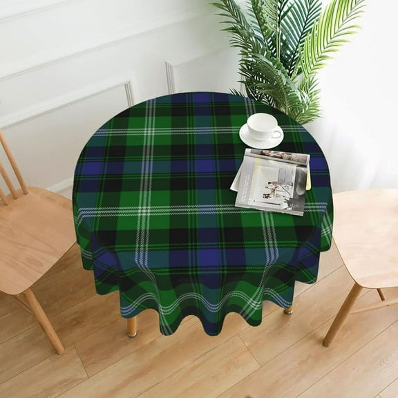 Tablecloth Round, Scottish Tartan Baillie of Polkemett Plaid Washable Table Cover for Farmhouse Kitchen Dining Picnic Party Indoor Outdoor Table Mats 60 inch