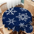 thumbnail image 1 of Tablecloth Round Snowflake Table Cloth Winter Falling Snowflakes on Blue Background Table Cover for Dining Room Kitchen Decoration 60inch, 1 of 6