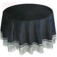 thumbnail image 1 of Tablecloth For Round Table,solid Color Tablecloth With Fringe Trim,soft Elegant Classic Dustproof Table Cover For Home Living Room Balcony Party Celebration-Black-200cm, 1 of 8