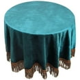 thumbnail image 1 of Tablecloth For Round Table,solid Color Tablecloth With Fringe Trim,soft Elegant Classic Dustproof Table Cover For Home Living Room Balcony Party Celebration-Blue-200cm, 1 of 8