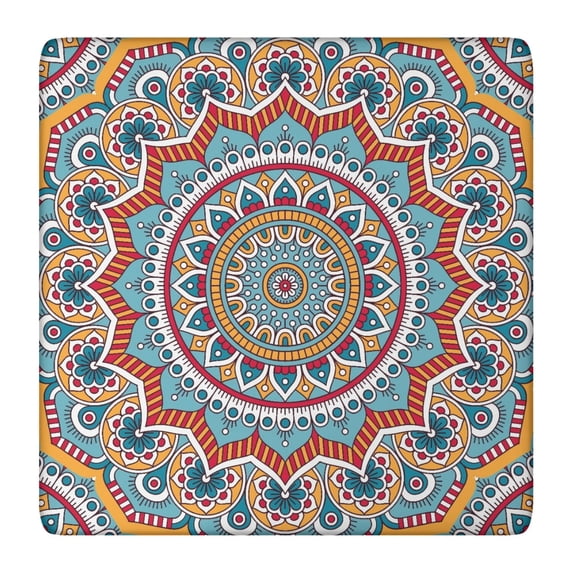 Tablecloth Sacred Symbolic Mandala Waterproof Squre Cover with Elastic Edges and Back for Meditation and Anxiety Relief