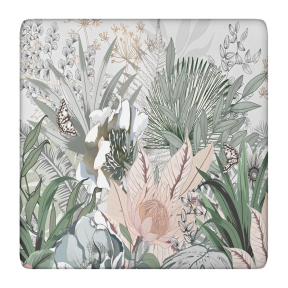 Tablecloth Spring Summer Floral Bloom Pattern Waterproof Square Cover with Elastic Fit and Back for Rustic Dining