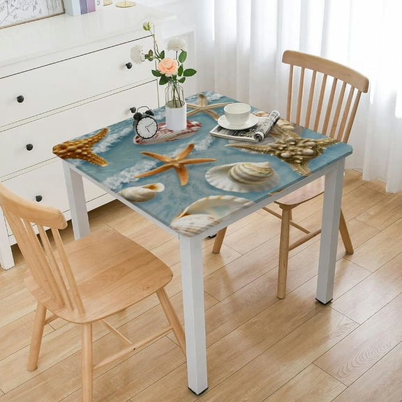 Tablecloth Square Fitted, Table Cover Waterproof Reusable Table Cloth with Elastic Edge for Kitchen Dining Party