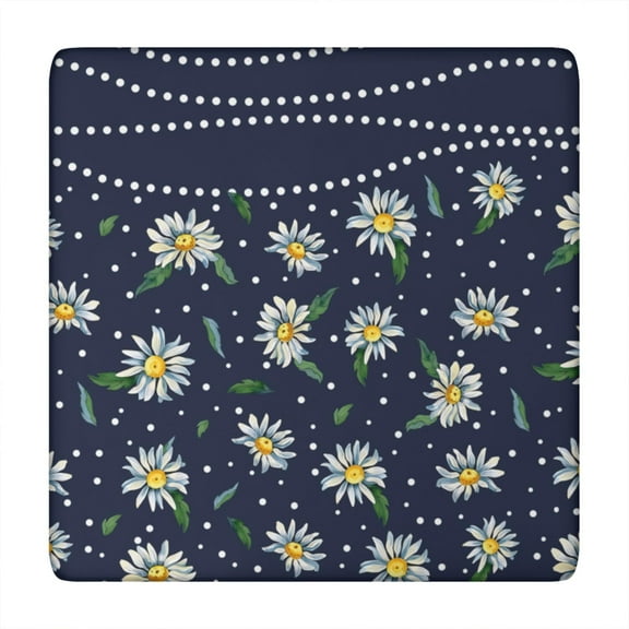 Tablecloth Square Fitted Waterproof with Daisy and Butterfly Design, Boho Chic Floral Print for RV Kitchen Dining Holiday Use