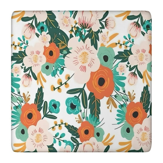 Tablecloth Square Floral Print Elastic Waterproof Cover for Kitchen Dining, Wipeable Backed Botanical Summer Rustic Tablecloth