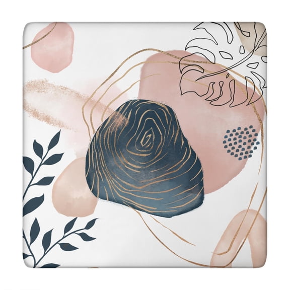 Tablecloth Square Retro Geometric Boho Style, Elastic Fitted Waterproof Vinyl, Backed, Reusable & Stain-Resistant