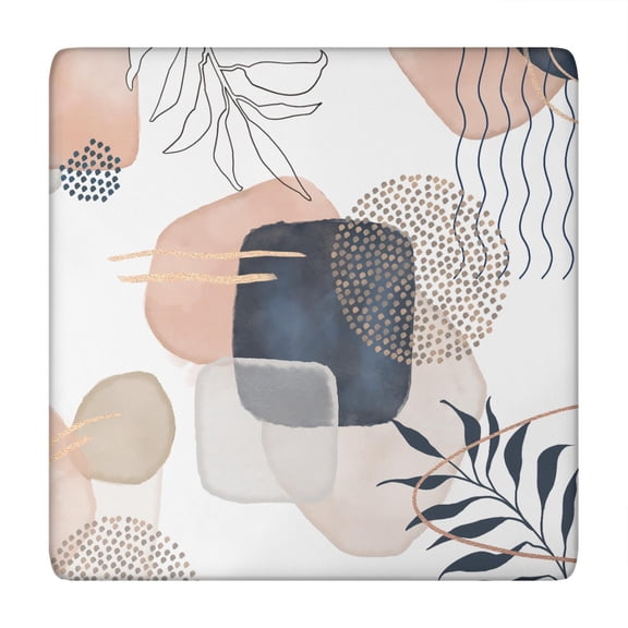 Tablecloth Square Retro Geometric Boho Style, Elastic Fitted Waterproof Vinyl, Backed, Reusable & Stain-Resistant