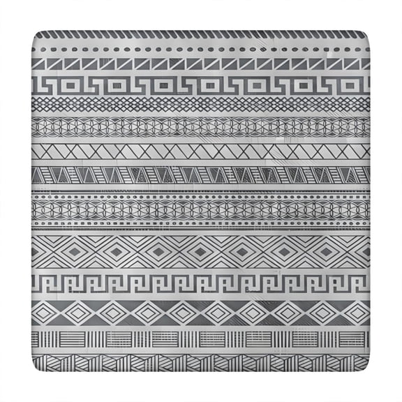 Tablecloth Square Rustic Home Decor, Boho Chic Symmetrical Natural Style, Waterproof Vinyl, Backed, Spill-Proof, Elastic Edge Design