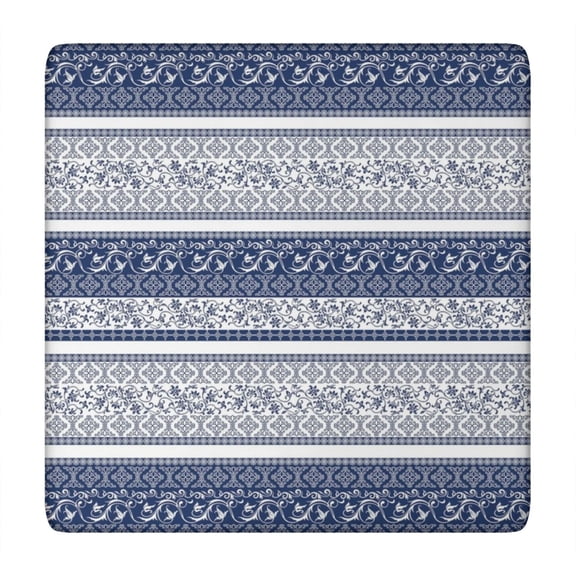 Tablecloth Square Tribal Patterns Retro Style, Waterproof Vinyl, Elastic Edge, Backed for Indoor Outdoor Table 34-36
