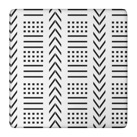 Tablecloth Square Waterproof Geometric Vintage Style, Backed Vinyl with Elastic Edge, Boho Chic Abstract Artistic Design