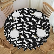 Tablecloth Telio Monaco Stretch Ity Knit Cat Print Table Cloth For Circular Tables Waterproof Resistant Picnic Table Covers For Kitchen Dining/Party