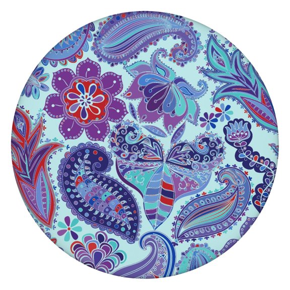 Tablecloth Tribal Boho Mandala Pattern Waterproof Elastic Round Cover with Back for Meditation and Relaxation