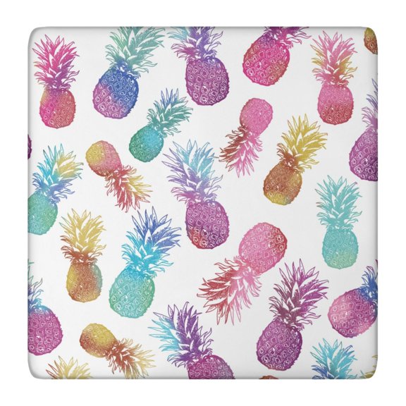 Tablecloth Tropical Pineapple Pattern with Flowers Summer Fruit Print Yellow Hawaiian Fresh Sunshine Decor