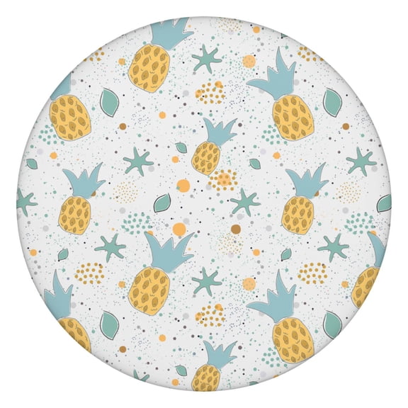 Tablecloth Tropical Pineapples and Flowers Fruit Pattern Summer Yellow Hawaiian Aesthetic Print Dining Decor