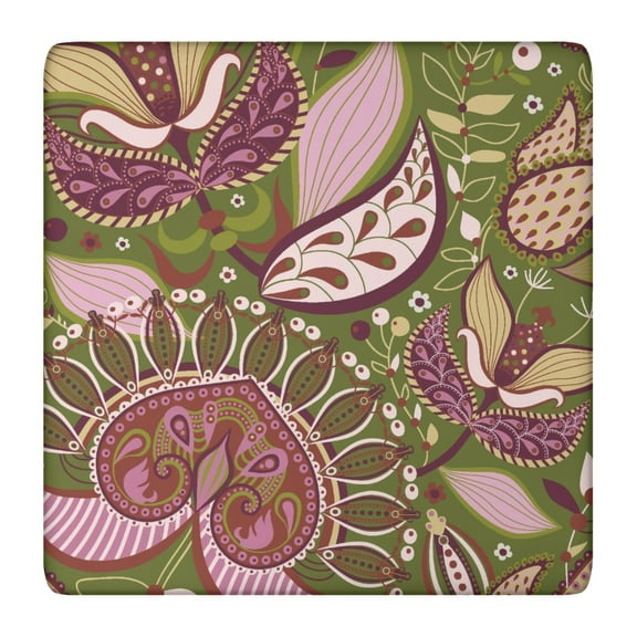 Tablecloth Vintage Paisley Boho Design Waterproof Squre Cover with Elastic Edges and Durable Backing