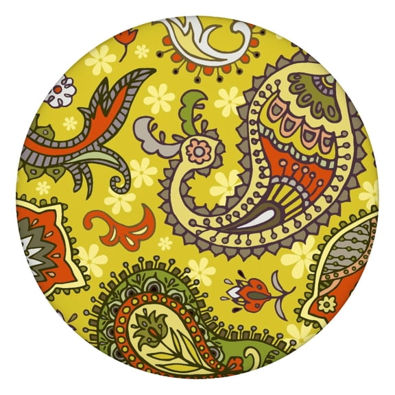 Tablecloth Vintage Traditional Mandala Pattern Waterproof Elastic Round Cover with Back for Relaxation
