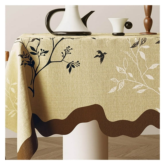 Tablecloth, Vintage Waterproof Tablecloth, Cotton and Linen Tablecloth, Heat-resistant Tablecloth, Rectangular Tablecloth, for Living Room, Balcony Dining Table Cloth