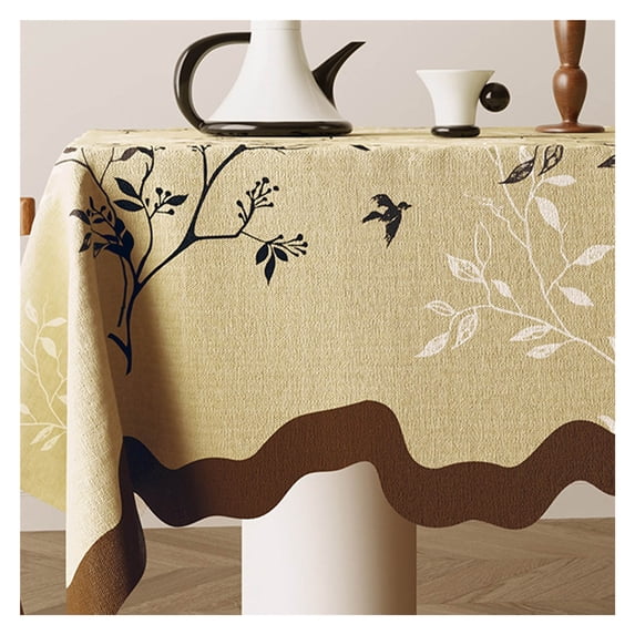 Tablecloth, Vintage Waterproof Tablecloth, Cotton and Linen Tablecloth, Heat-resistant Tablecloth, Rectangular Tablecloth, for Living Room, Balcony Dining Table Cloth