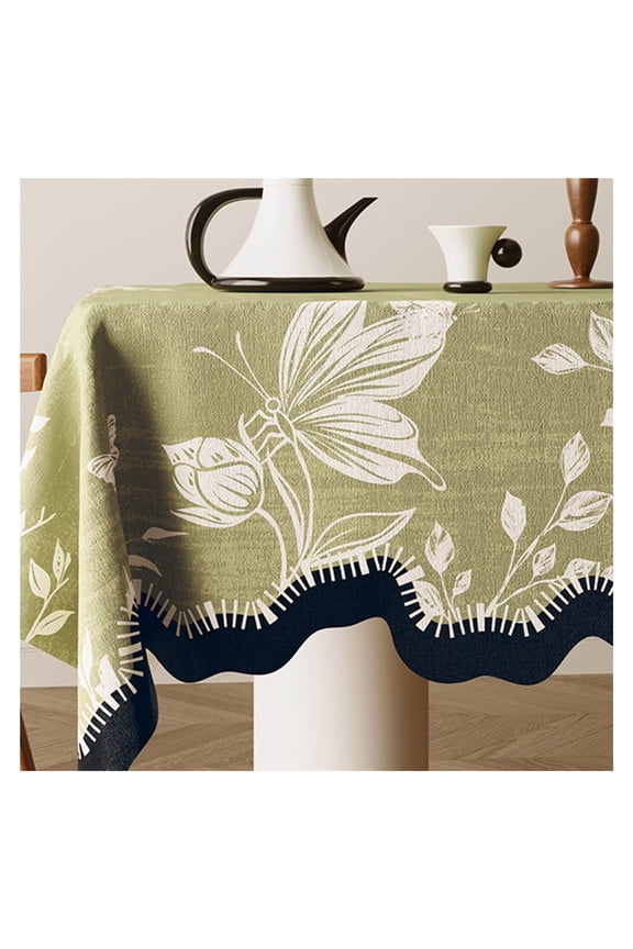 Tablecloth, Vintage Waterproof Tablecloth, Cotton and Linen Tablecloth, Heat-resistant Tablecloth, Rectangular Tablecloth, for Living Room, Balcony Dining Table Cloth
