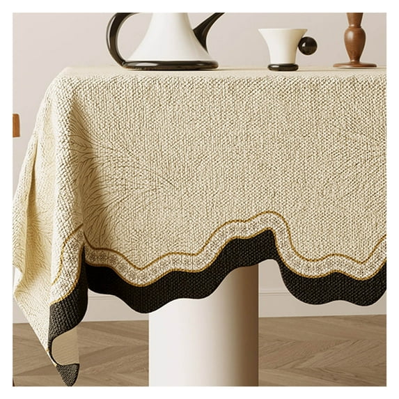 Tablecloth, Vintage Waterproof Tablecloth, Cotton and Linen Tablecloth, Heat-resistant Tablecloth, Rectangular Tablecloth, for Living Room, Balcony Dining Table Cloth