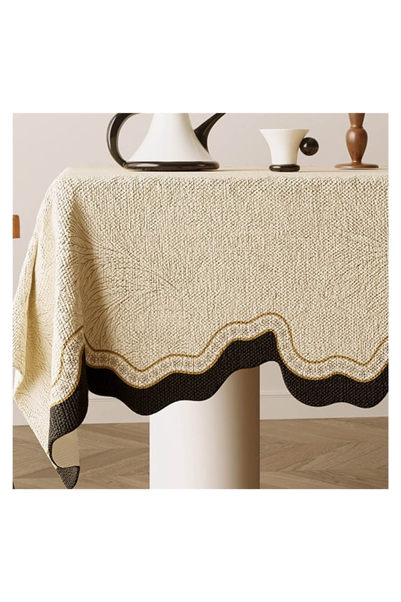 Tablecloth, Vintage Waterproof Tablecloth, Cotton and Linen Tablecloth, Heat-resistant Tablecloth, Rectangular Tablecloth, for Living Room, Balcony Dining Table Cloth
