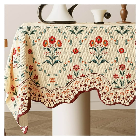 Tablecloth, Vintage Waterproof Tablecloth, Cotton and Linen Tablecloth, Heat-resistant Tablecloth, Rectangular Tablecloth, for Living Room, Balcony Dining Table Cloth