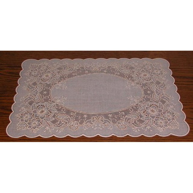 Tablecloth, Vinyl Lace, Easy Care (12x18 Matching Placemats, Ivory off
