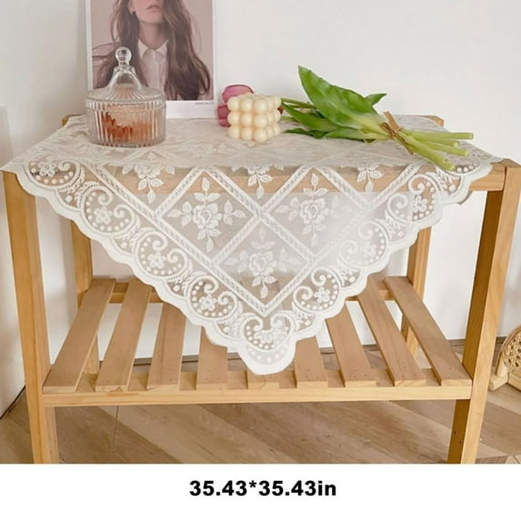 Tablecloth White Crochet Lace Rectangular/Oblong Table Cover,Christmas/Wedding/Party Kitchen Decoration Apeya