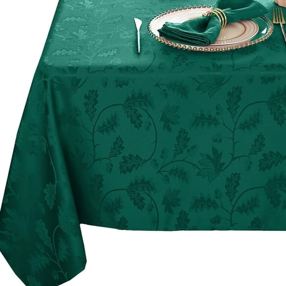Tablecloth Wrinkle Free,Soft,Spillproof Fall Leaves Jacquard Table Cloth for Thanksgiving Fall Holiday Harvest Dinner,Rust