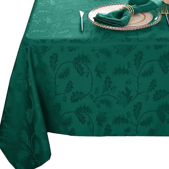 Tablecloth Wrinkle Free,Soft,Spillproof Fall Leaves Jacquard Table Cloth for Thanksgiving Fall Holiday Harvest Dinner,Rust