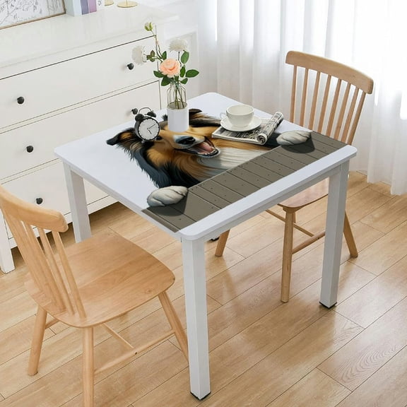 Tablecloth, and Border Collie Dog are Dating Themed , Rectangular Table Cover for Dining Room , Amber Grey