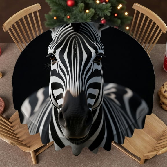 Tablecloth for dining table - Zebra Print,  Holiday-Themed Design Kitchen Accessories tablecloths for round tables, Cafe, dinner, brunch, buffet, picnic