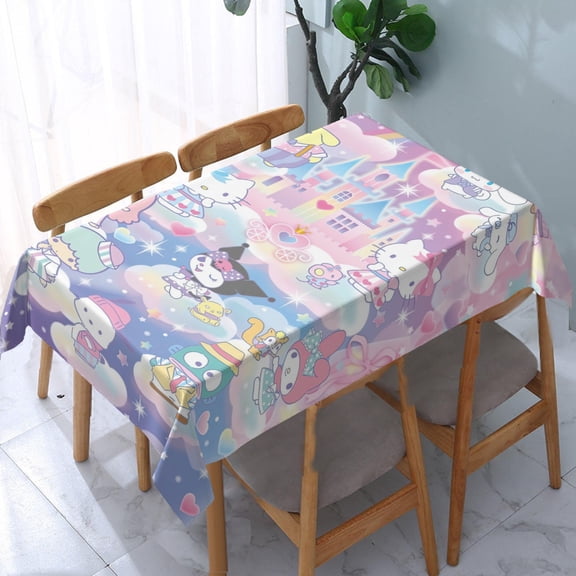 Tablecloth for hello kitty and friends Funny Cute Sanrio Washable Square Cotton Softfor Kitchen & Table Linens 5570.9 in