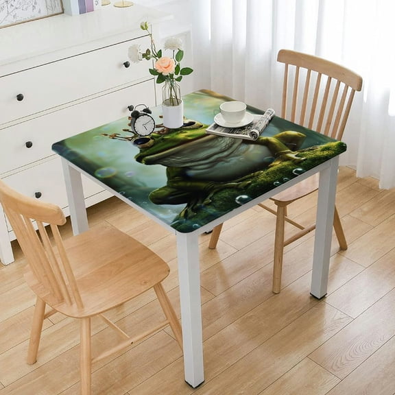Tablecloth, on Moss Stone with Inspired Cartoon Image, Rectangular Table Cover for Dining Room Kitchen Decor