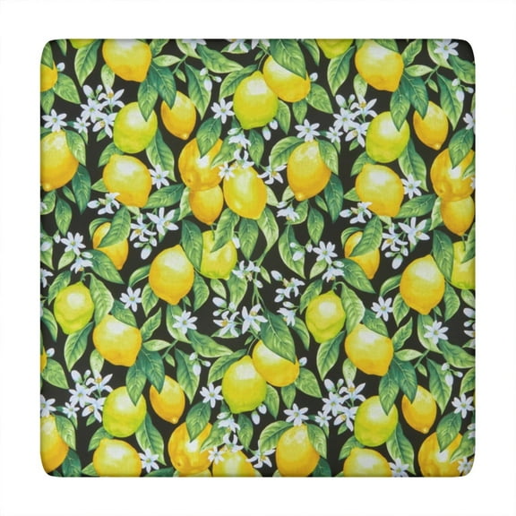 Tablecloth with Lemon Pattern Bright Yellow Fruit Print Cute Floral Design for Summer Dining