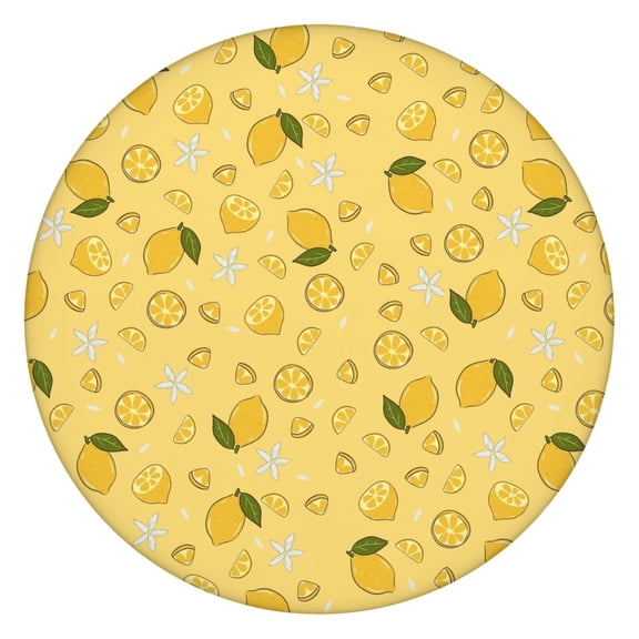 Tablecloth with Lemons Cute Yellow Fruit Print Summer Floral Style for Modern Dining Room