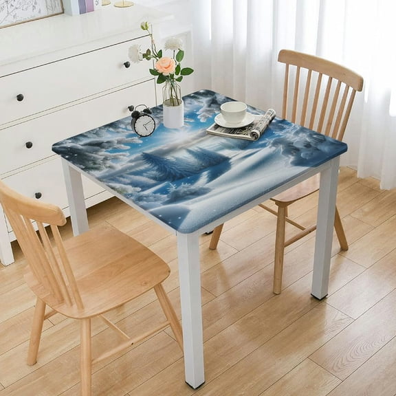 Tablecloth, with Snow Drifts and Cold Pine Branch Image, Dining Room Kitchen Rectangular Table Cover