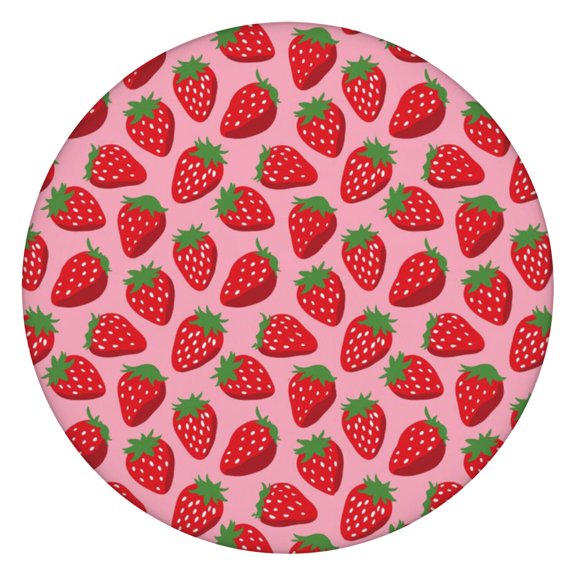 Tablecloth with Strawberries and Flowers Pattern Cute Red Berry Design Fruity Summer Aesthetic Decor