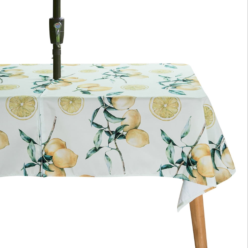 Tablecloth with Umbrella Hole and Zipper for Patio Garden, Outdoor