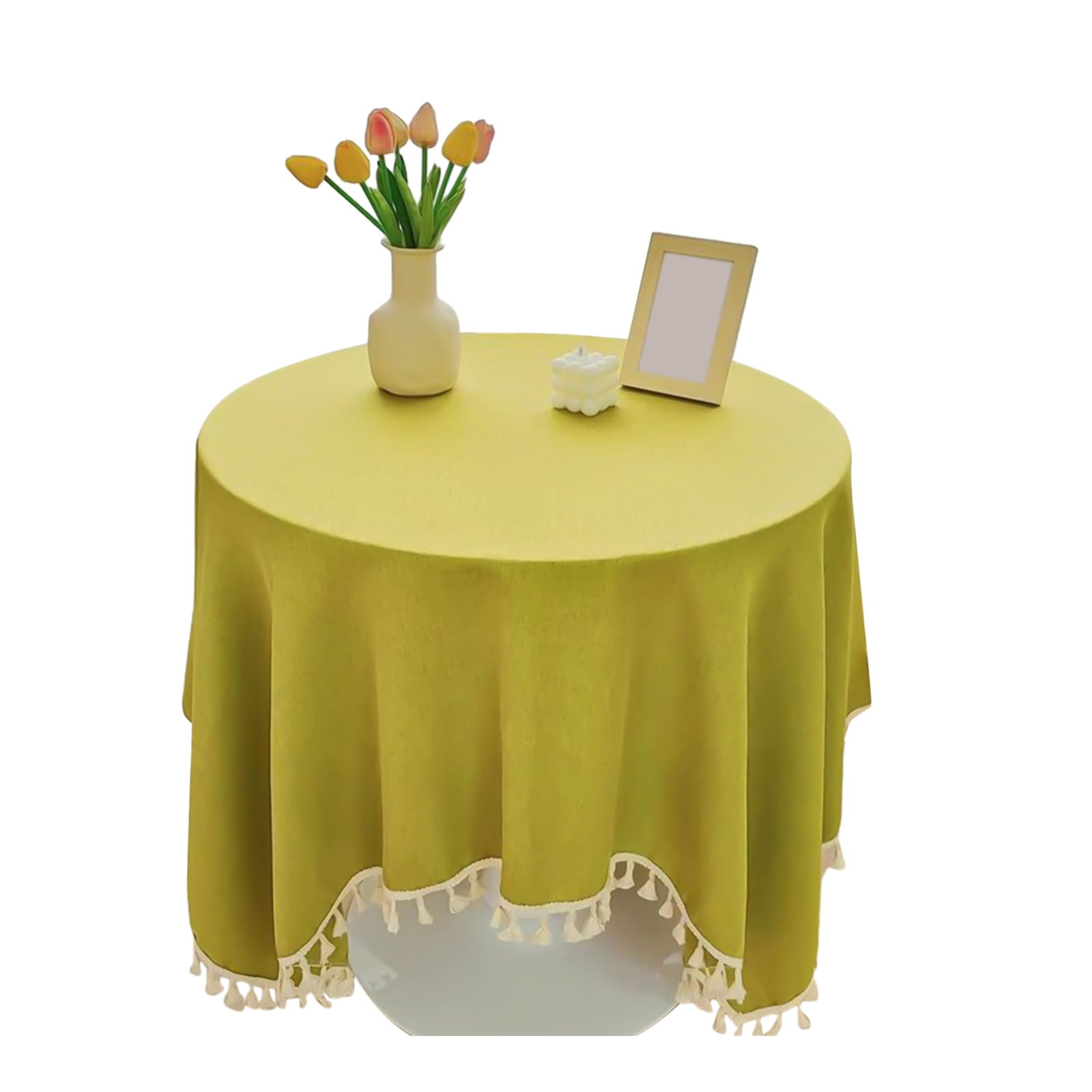 Tablecloths with Fringe for Small Tables 39x39 Inch Linen Square
