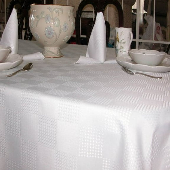 Tablecloths Linen, Stain Resistant Fabric, White, 100% Polyester, Machine Washable (60x144 Inches Rectangular)