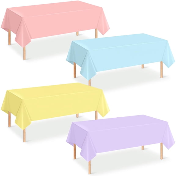Tablecloths, Rainbow Mix Color Plastic Tablecloth Disposable Table Covers for Bridal,Wedding, Birthday and Ice Cream Party Decoration