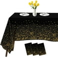 thumbnail image 1 of Tablecloths for Rectangle Tables,3 Pack 54" x 108" Plastic Table Cloth Disposable Table Covers Engagement Party Decorations, Black Gold Dot Tablecloths Disposable Tablecloth for Weddings Buffet Table, 1 of 13