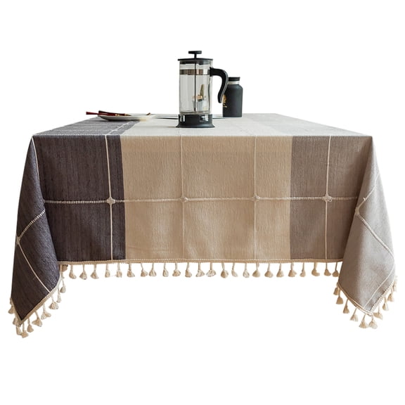 Tablecloths For Rectangle Tables,Chenille Large Checkered Tablecloths With Fringe Edge,Elegant Table Covers For Party Birthday Dining Table Kitchen Writing Desk-C-110x110cm(43x43")