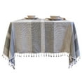 thumbnail image 1 of Tablecloths For Rectangle Tables,Cotton Linen Striped Tablecloth With Tassel Washable,Stain Resistant Table Covers For Dining Room Kitchen Picnic Garden Yard Outdoor-Grey-140x220cm(55x87"), 1 of 9