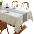 thumbnail image 1 of Tablecloths for Rectangle Tables,Cotton Linen Table Cloth Waterproof Tablecloth Wrinkle Free Farmhouse Dining Table Cover,Soft Fabric Table Cloths with Tassels, 1 of 7