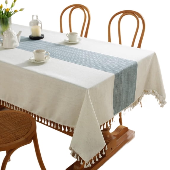 Tablecloths for Rectangle Tables,Cotton Linen Table Cloth Waterproof Tablecloth Wrinkle Free Farmhouse Dining Table Cover,Soft Fabric Table Cloths with Tassels