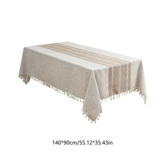Tablecloths for Rectangle Tables, Cotton Linen Table Cloth Waterproof Tablecloth Wrinkle Free Farmhouse Dining Tables Cover, Soft Fabric Table Cloths with Tassels, 55" X 35"