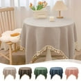 thumbnail image 1 of Tablecloths for Rectangle Tables, Cotton Linen Table Tablecloth Wrinkle Free Farmhouse Dining Table Cover, Soft Fabric Table Cloths with Tassels, 35.43"X35.43", 1 of 8
